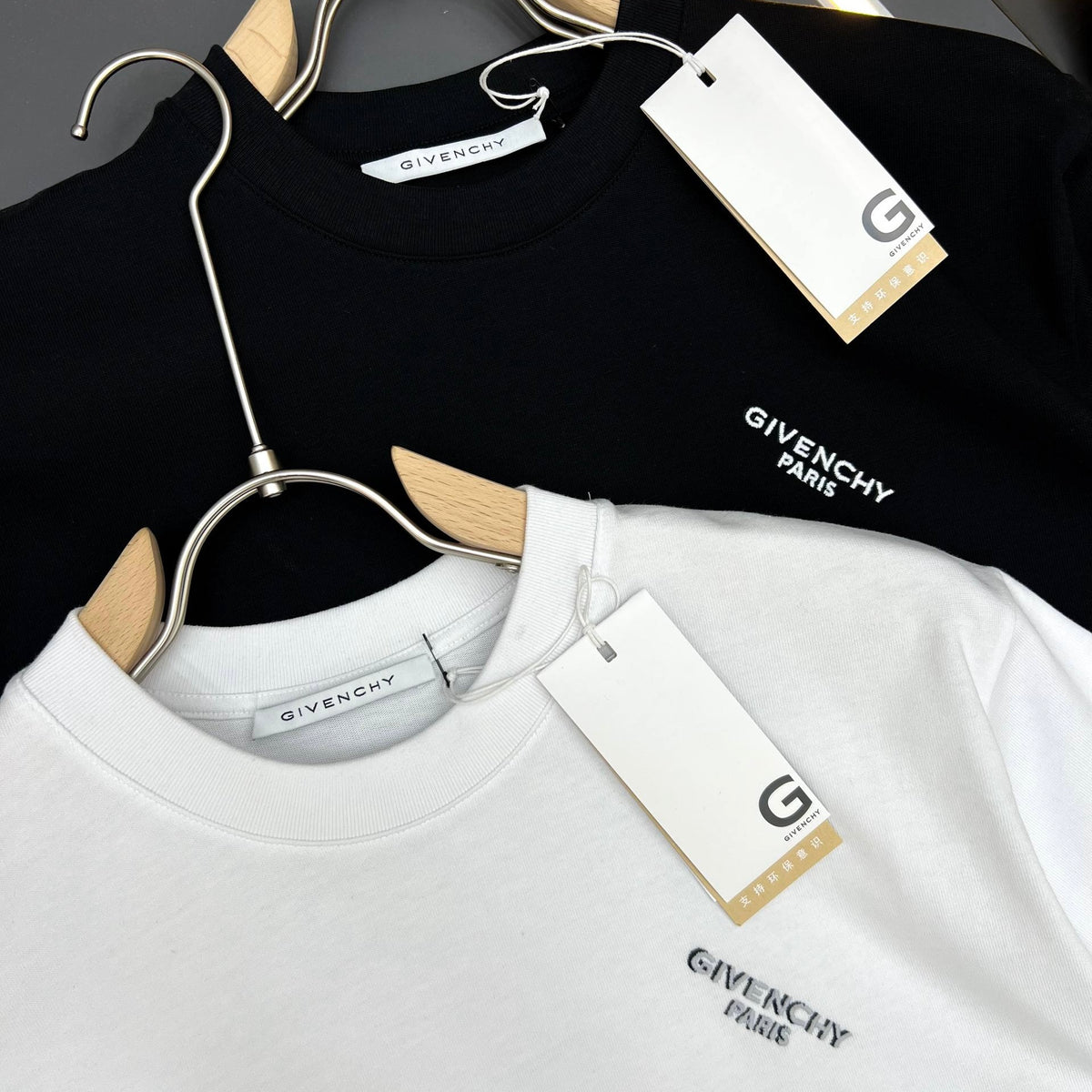 Embroidered Diagonal Logo Crew Neck T-Shirt