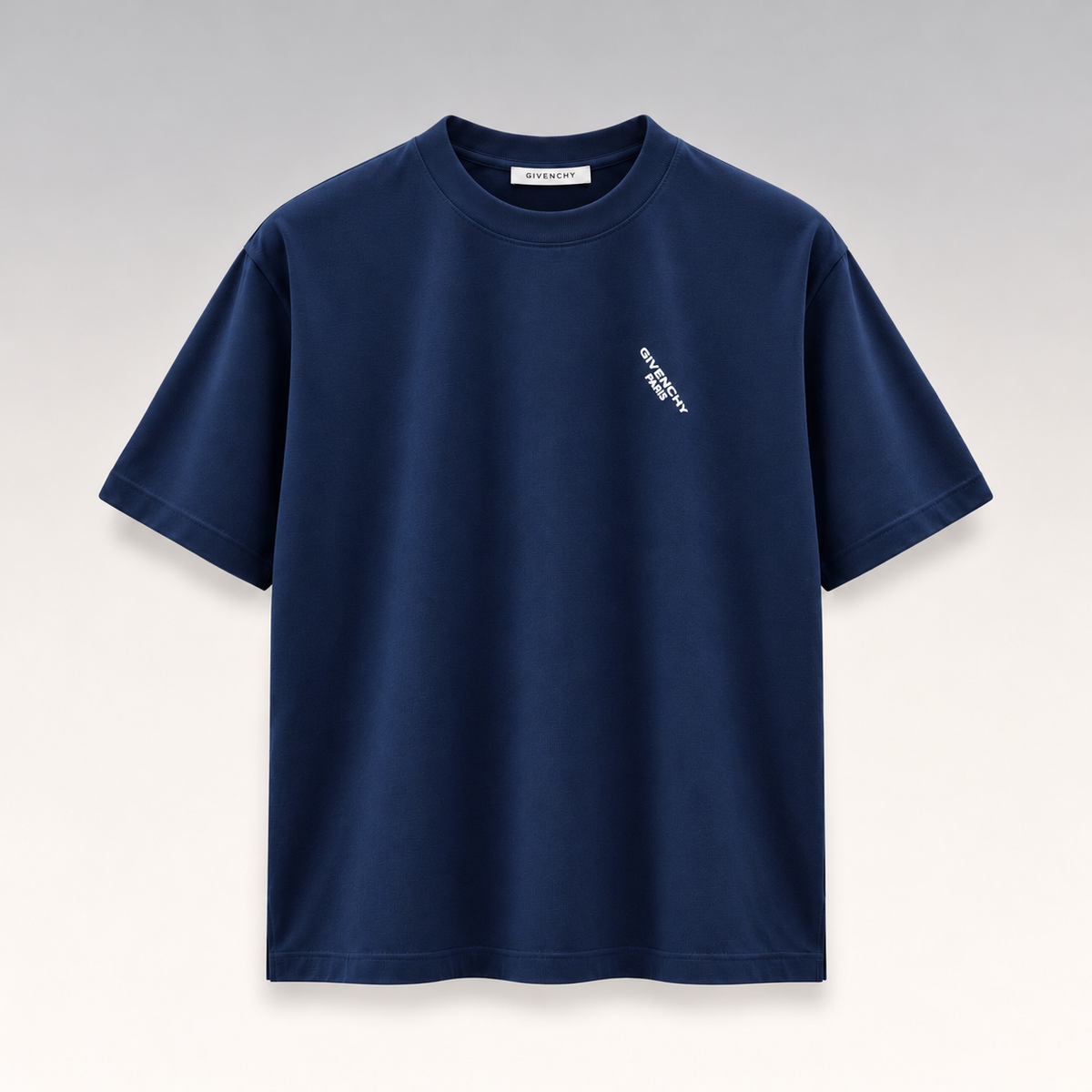Embroidered Diagonal Logo Crew Neck T-Shirt