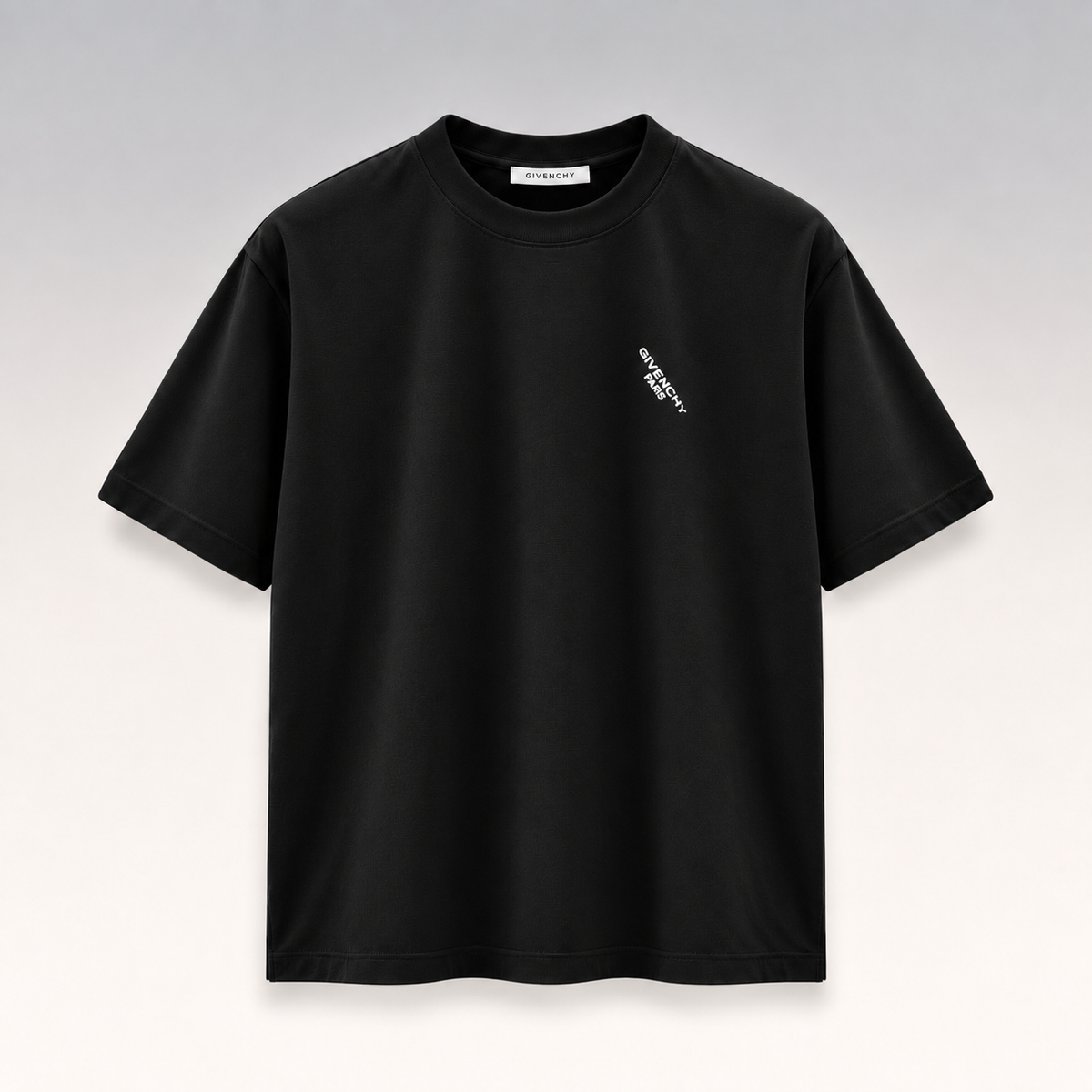 Embroidered Diagonal Logo Crew Neck T-Shirt