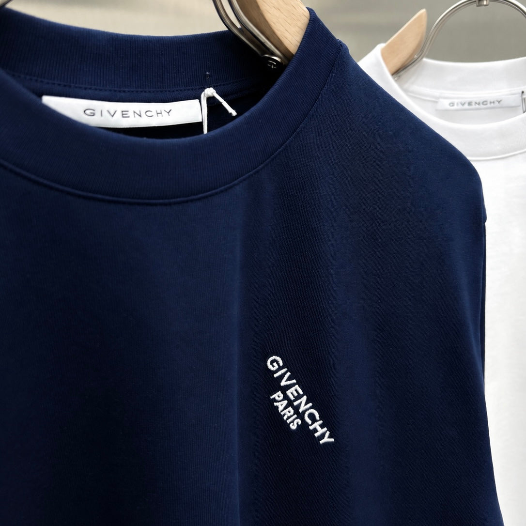 Embroidered Diagonal Logo Crew Neck T-Shirt