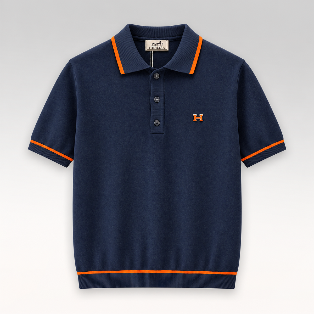 H Logo Contrast Trim Knitted Polo Shirt