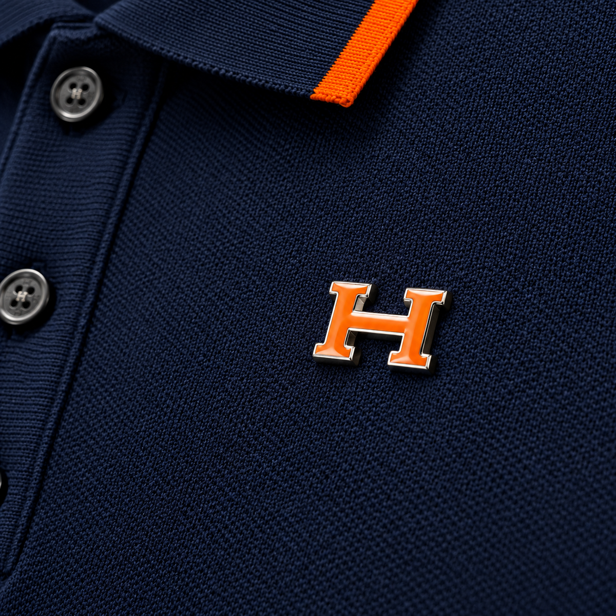 H Logo Contrast Trim Knitted Polo Shirt