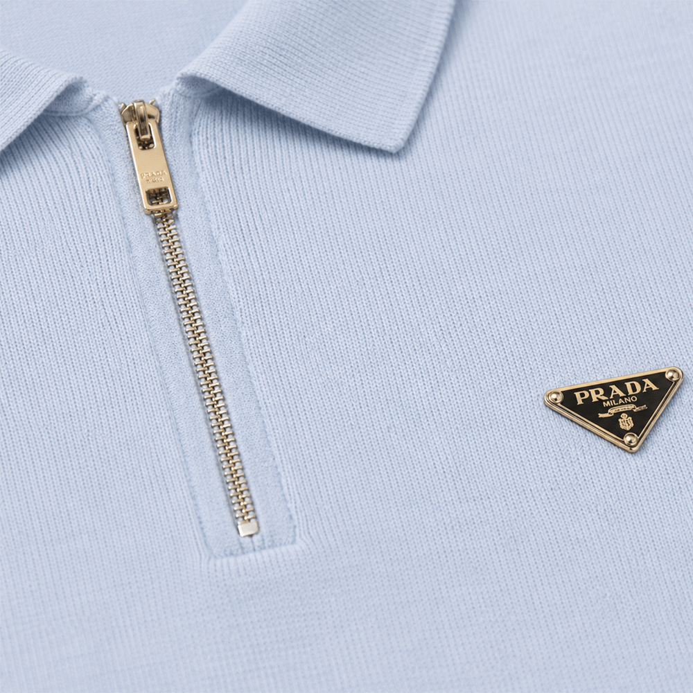 Zip-Up Knitted Polo Shirt