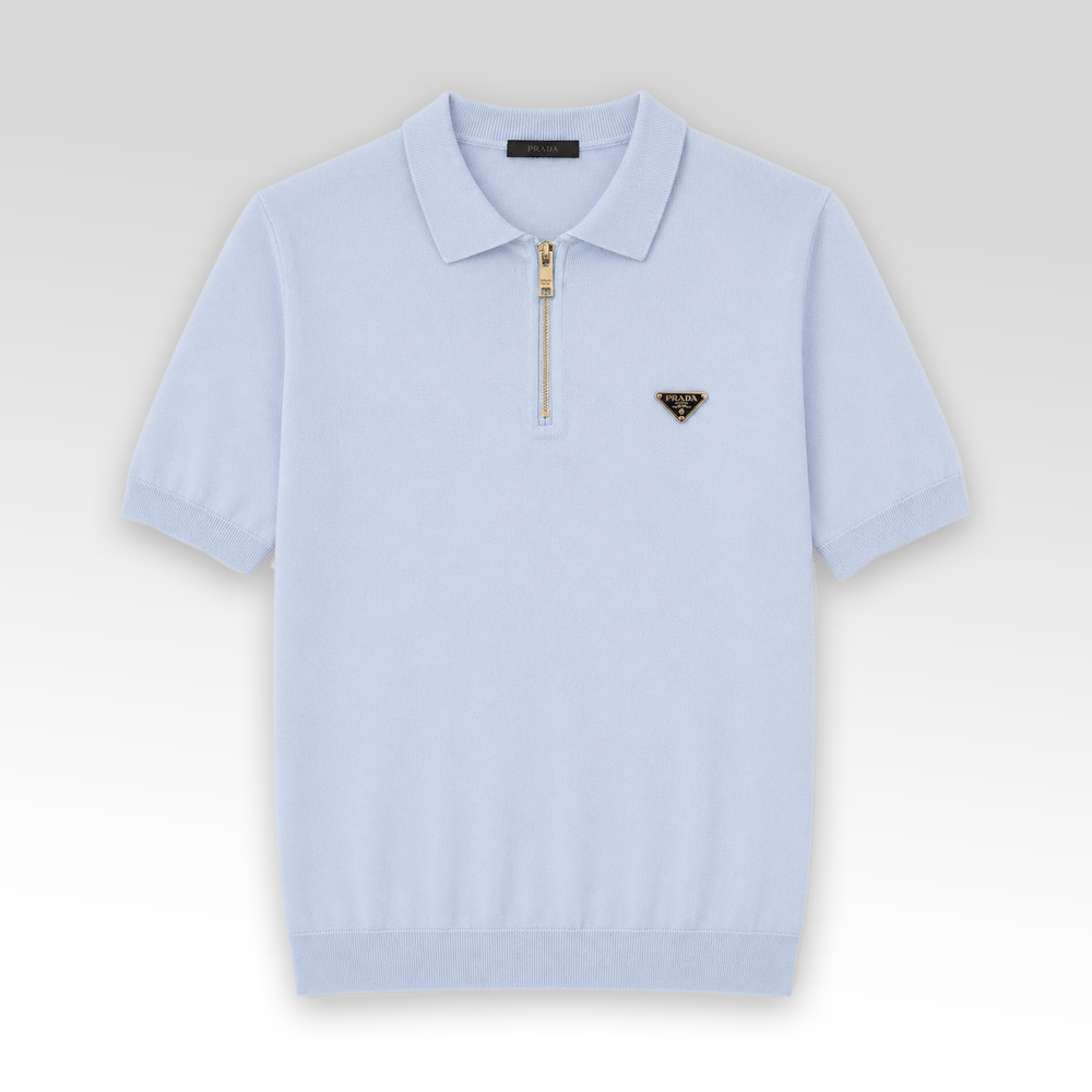 Zip-Up Knitted Polo Shirt