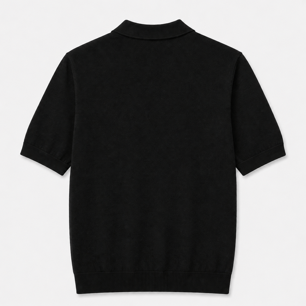 Zip-Up Knitted Polo Shirt