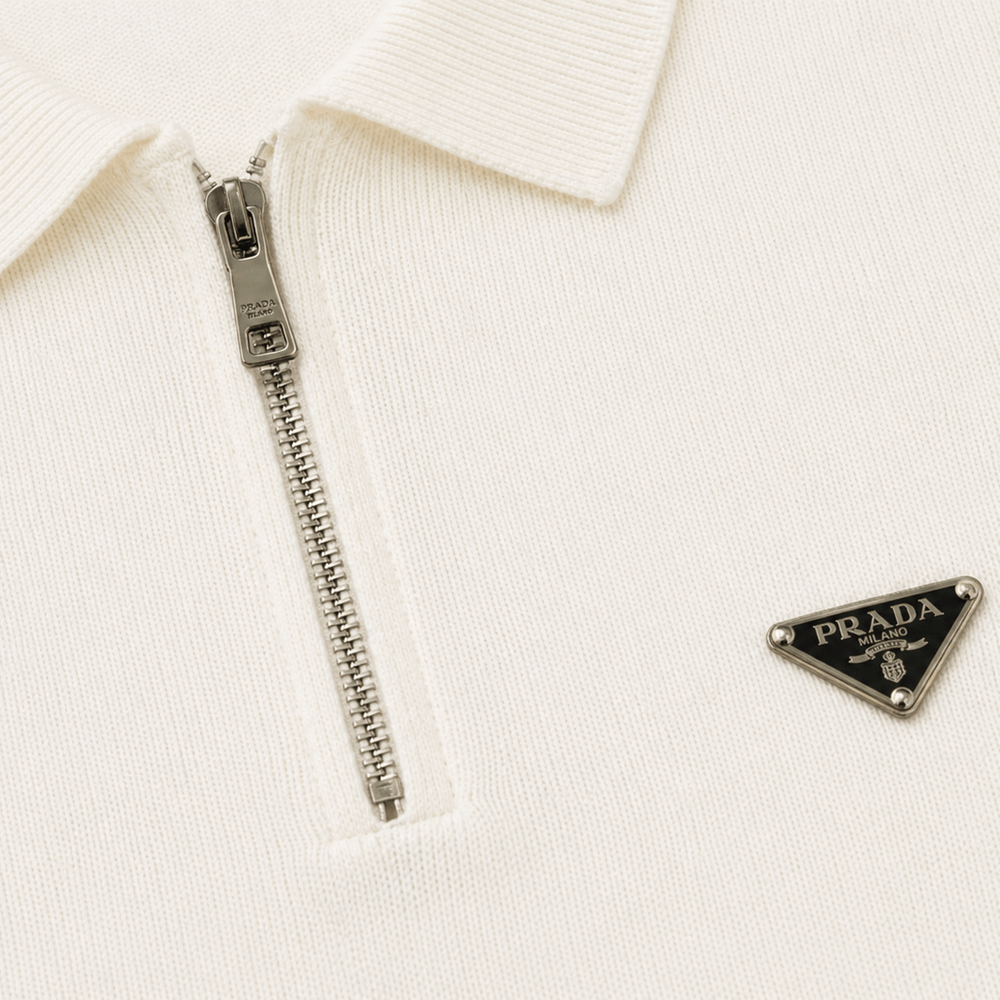 Zip-Up Knitted Polo Shirt