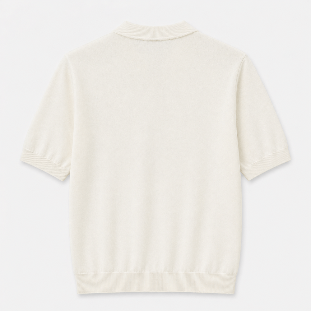 Zip-Up Knitted Polo Shirt