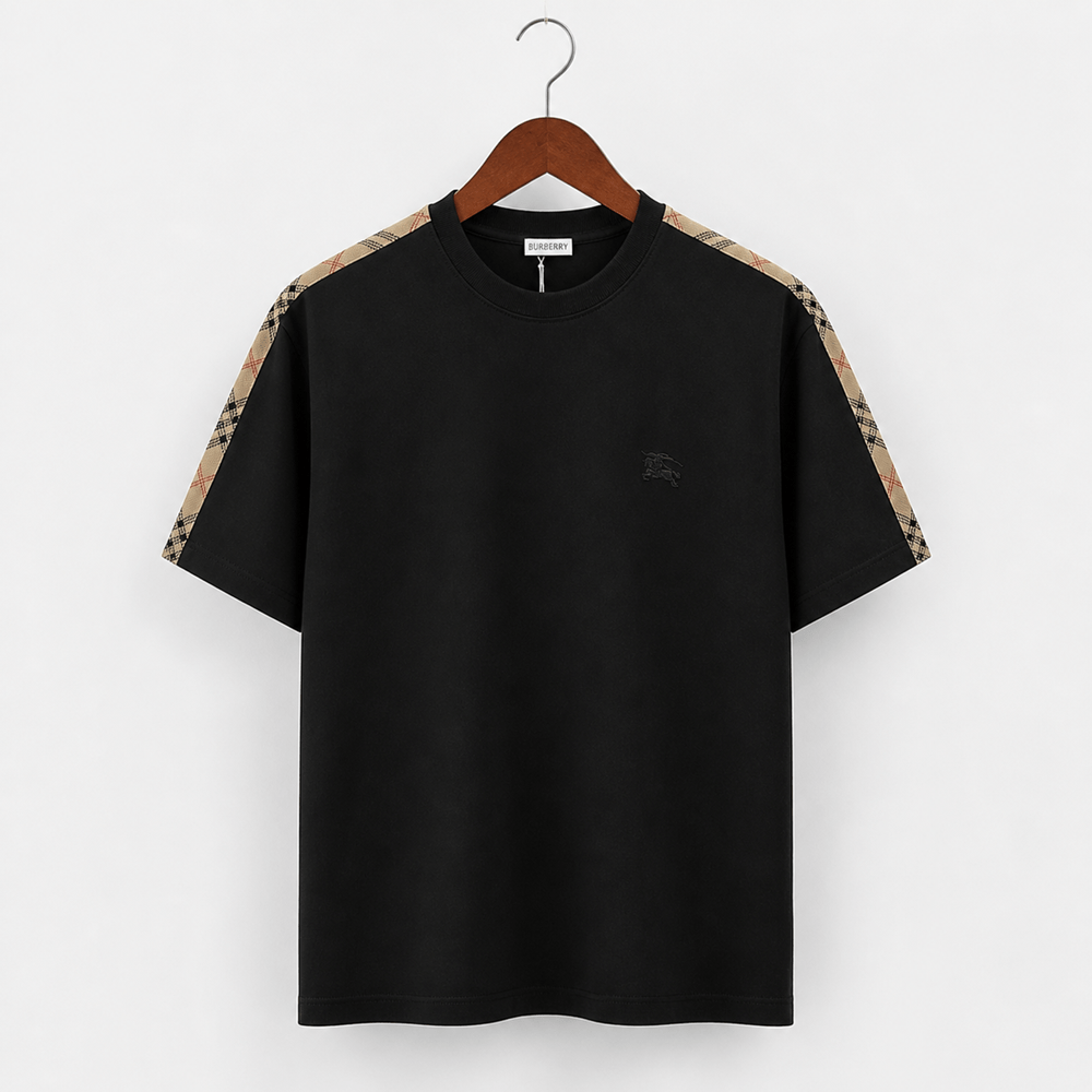 Check Trim Cotton T-shirt- Shorts Set