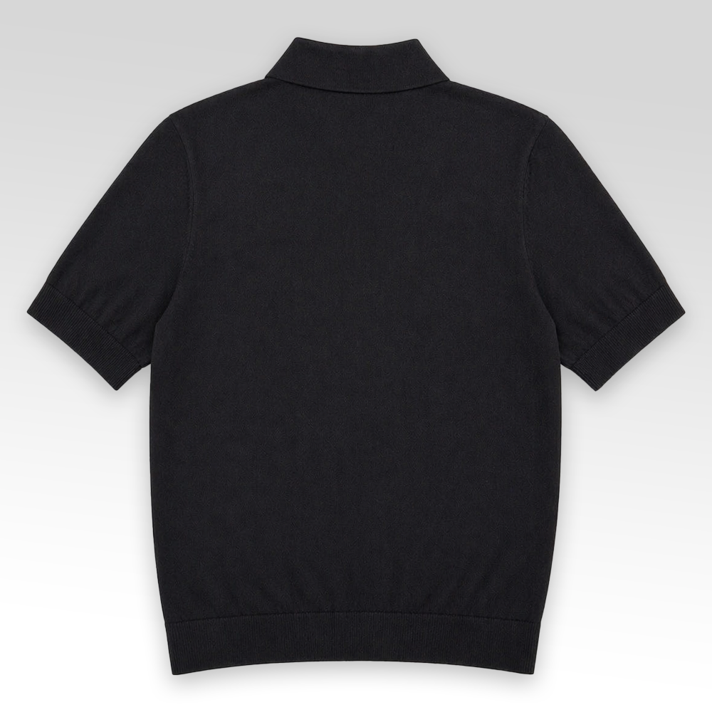 Embroidered detail polo collar knit shirt