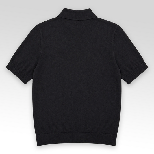 Embroidered detail polo collar knit shirt