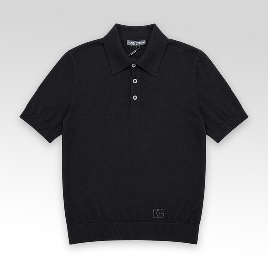 Embroidered detail polo collar knit shirt