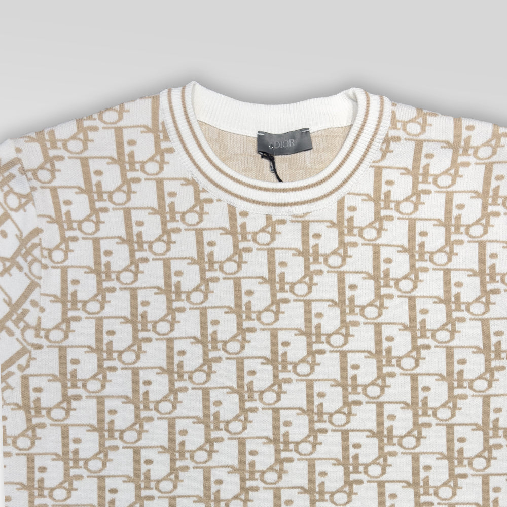 DIOR Oblique Short-Sleeved Cotton Crewneck Knitwear