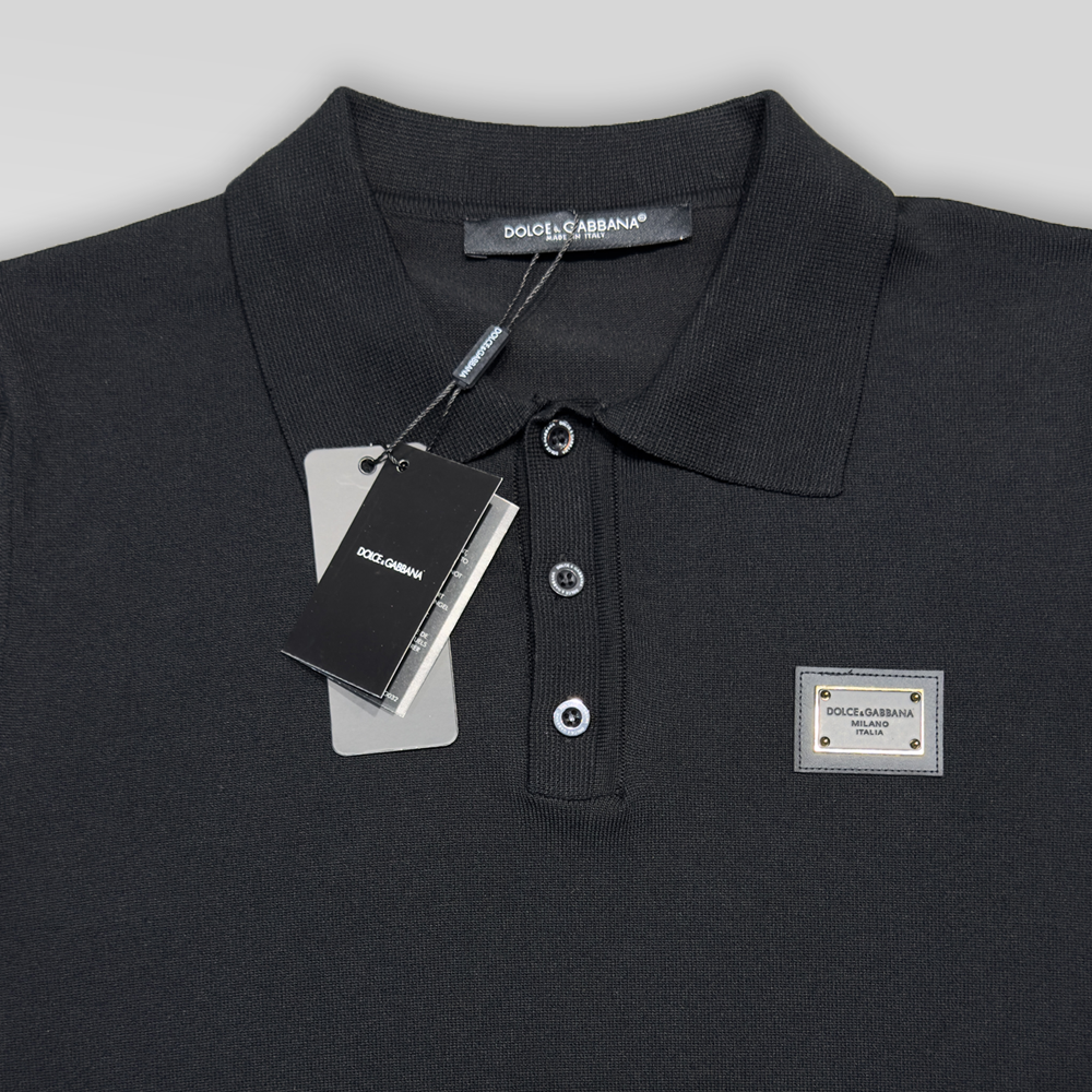 DOLCE&GABBANA Knit Polo shirt With Branded Tag