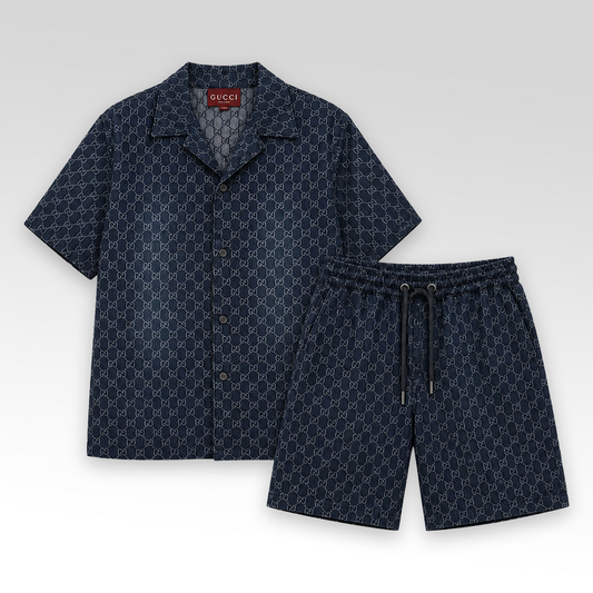 GG Denim Shirt&Shorts Set