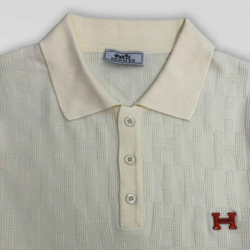 HERMES Jacquard Knit Polo Shirt