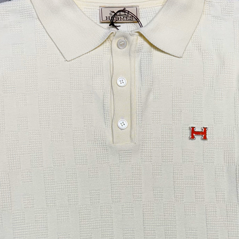 HERMES Jacquard Knit Polo Shirt
