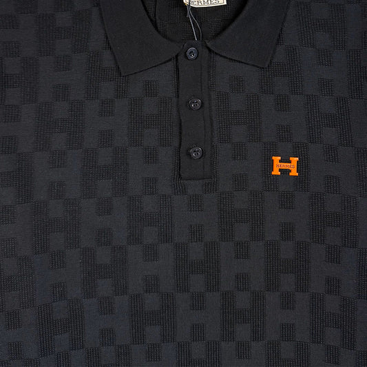 HERMES Jacquard Knit Polo Shirt