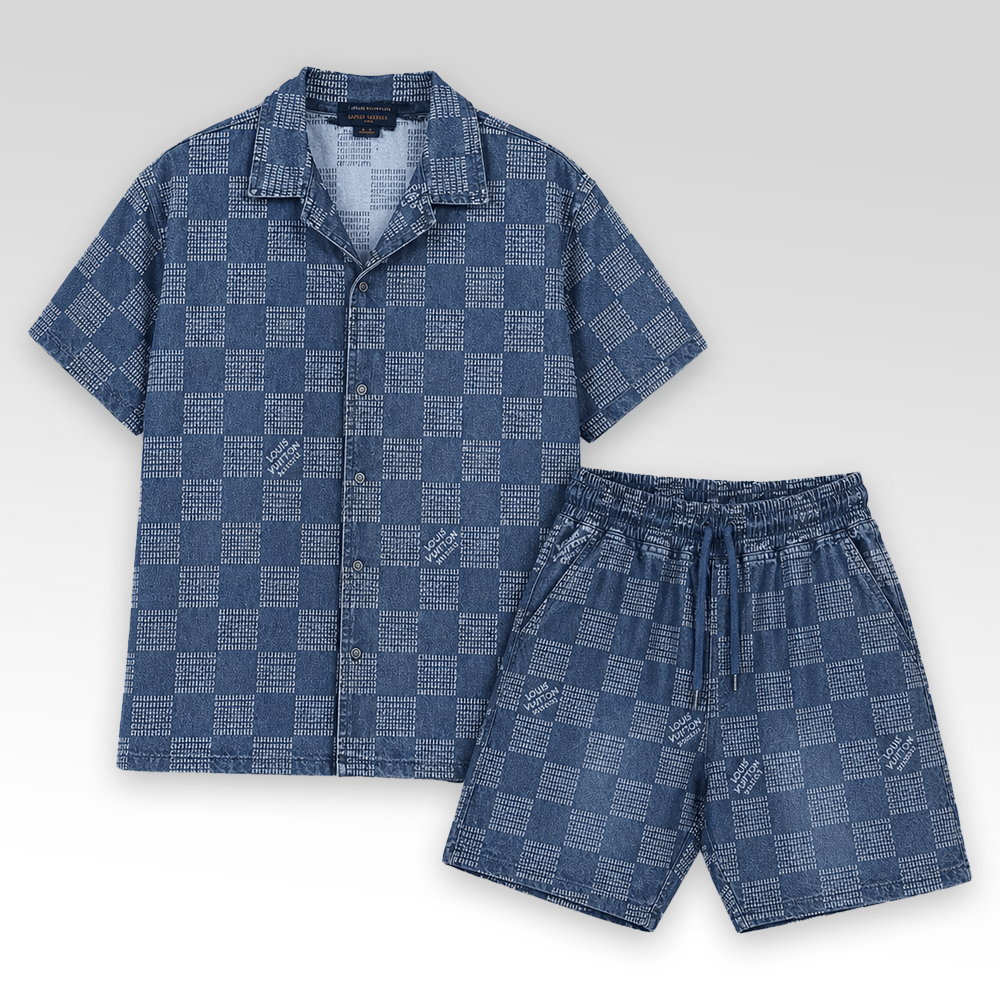 Denim Shirt&Shorts Set