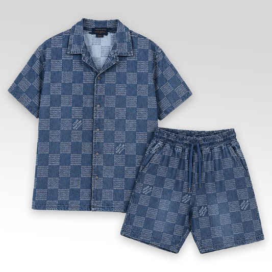 Denim Shirt&Shorts Set