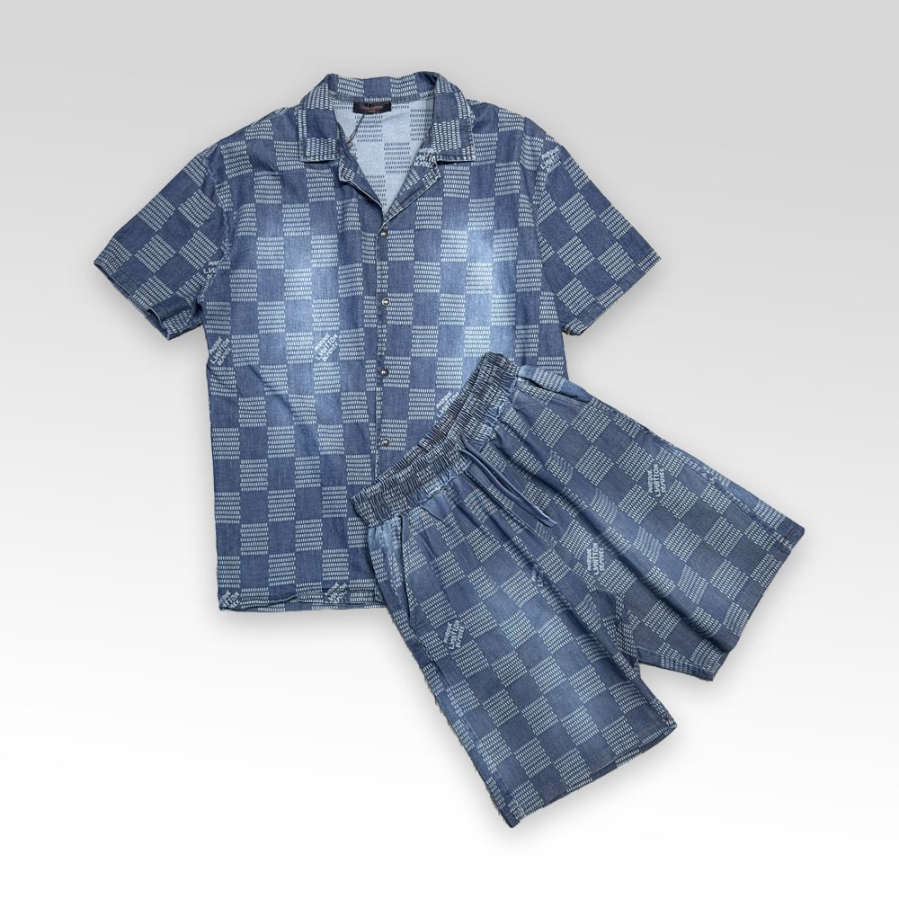 Denim Shirt&Shorts Set