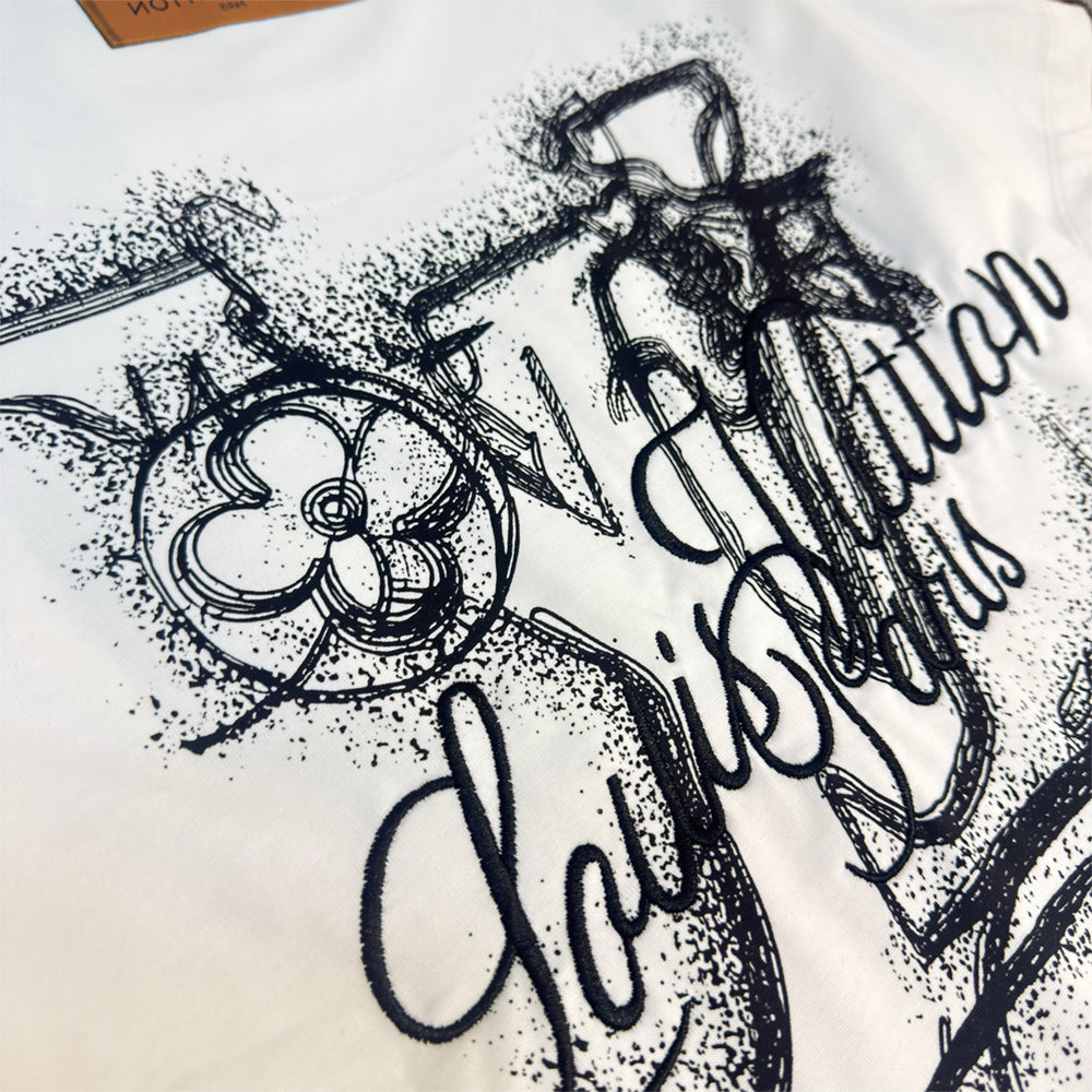 Print and Embroidered Signature T-Shirt