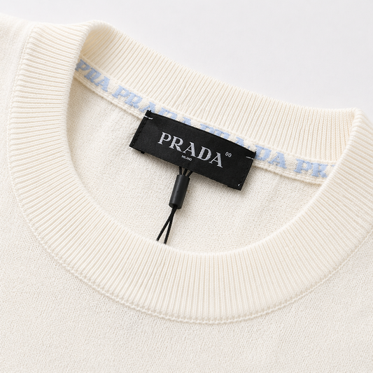 Short-Sleeved Cotton Crewneck Knitwear