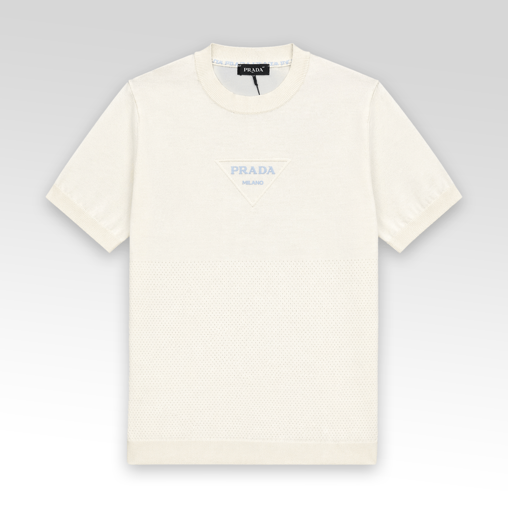 Short-Sleeved Cotton Crewneck Knitwear
