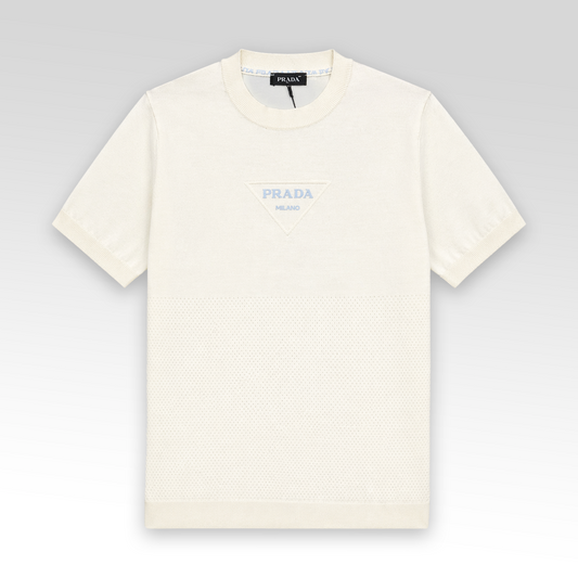 Short-Sleeved Cotton Crewneck Knitwear